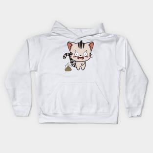 Funny tabby cat smells poo poo Kids Hoodie